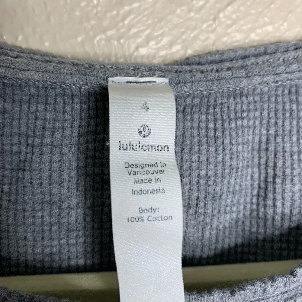 Lululemon Love Crew Short Sleeve‎ Cotton Waffle Knit Top gray